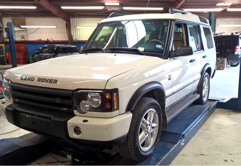 Land Rover in for maintenance.